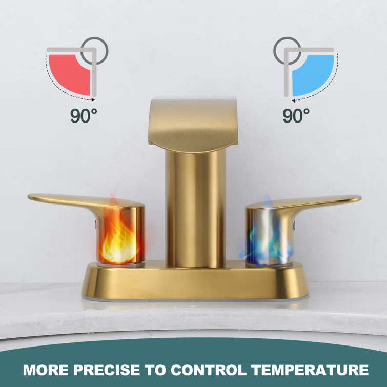 4-inch Centerset Double Handle Waterfall Bathroom Sink Faucet with Pop-up Drain Kit