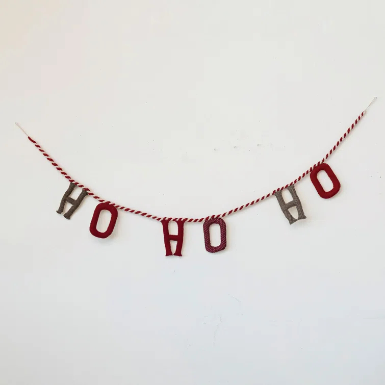 Creative Co-Op Handmade Wool Felt Ho Ho Ho Garland, Multicolor