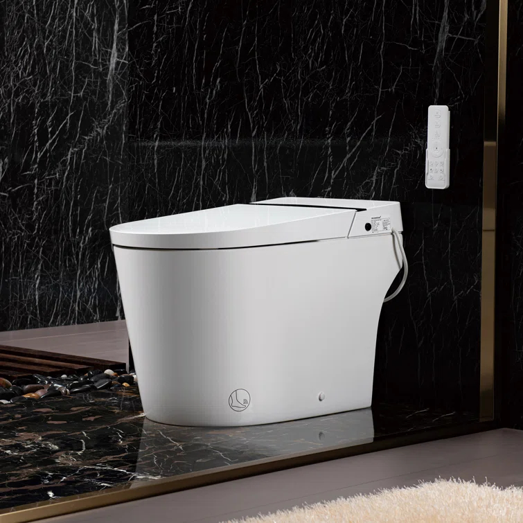 Auto Open/Close Tankless Smart Bidet Toilet with Auto Flush, Foot Sensor Function, Heated Seat,Dryer
