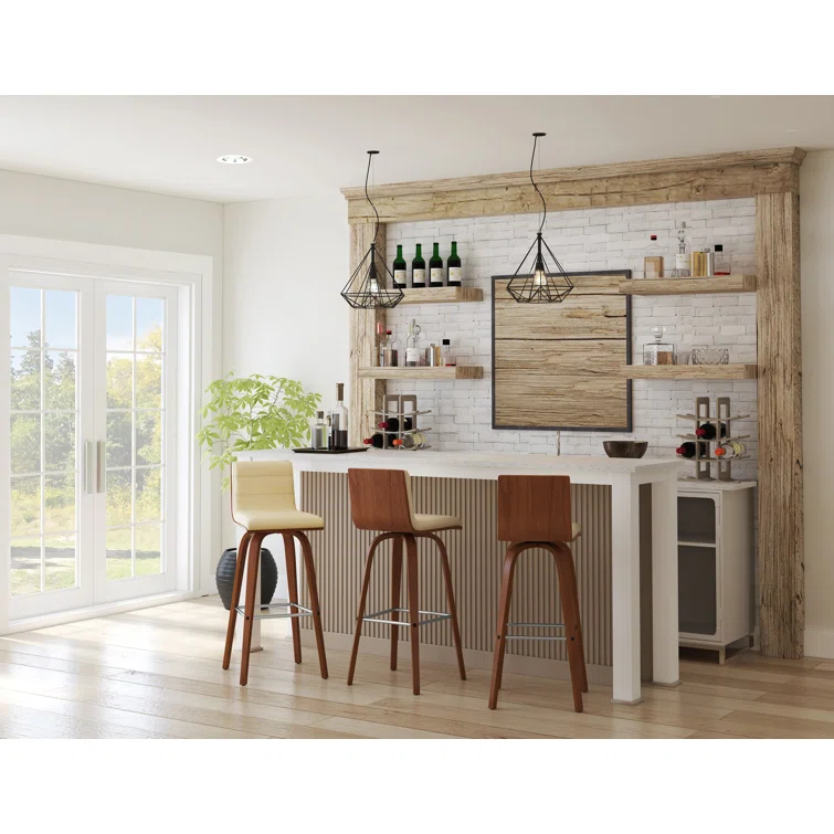 Biance Solid Wood Swivel Bar & Counter Stool