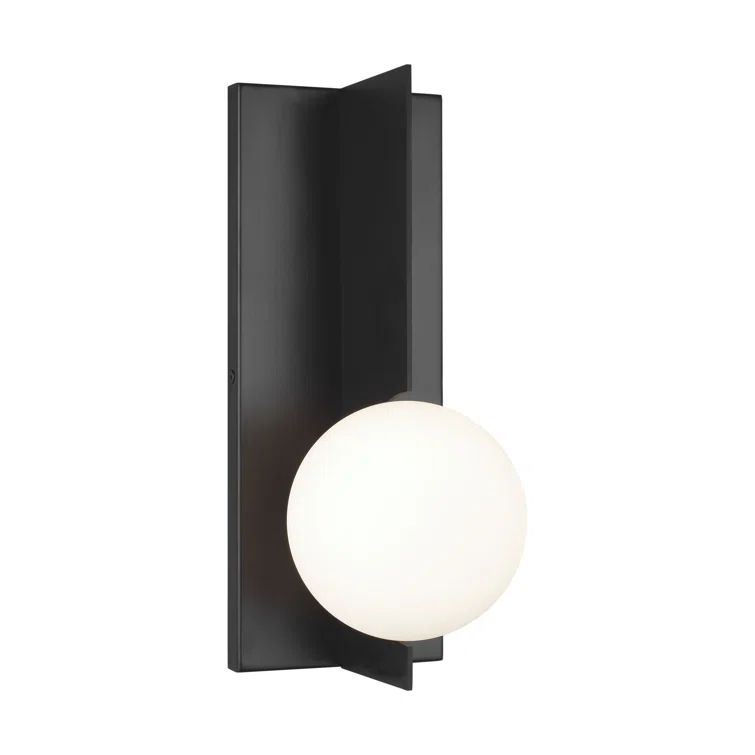 Mid-Century Modern Orbel Matte Black LED Glass Sconce