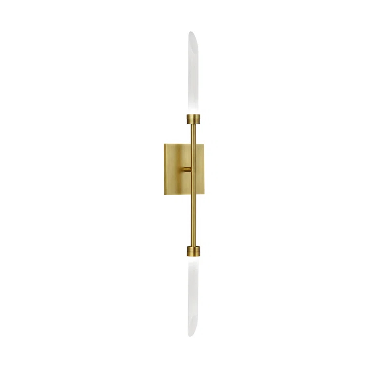 Spur Aged Brass Dimmable 2-Light LED Wall Sconce with Glass Shades