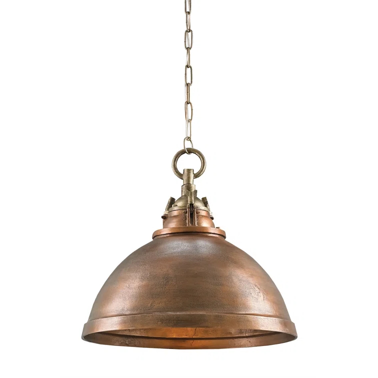 Admiral Rustic 1-Light Dome Pendant in Copper/Antique Brass