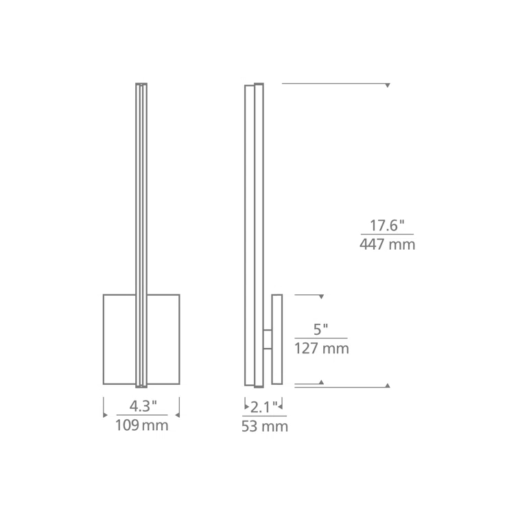 Slim Vertical Matte Black LED Wall Sconce with Acrylic Shade