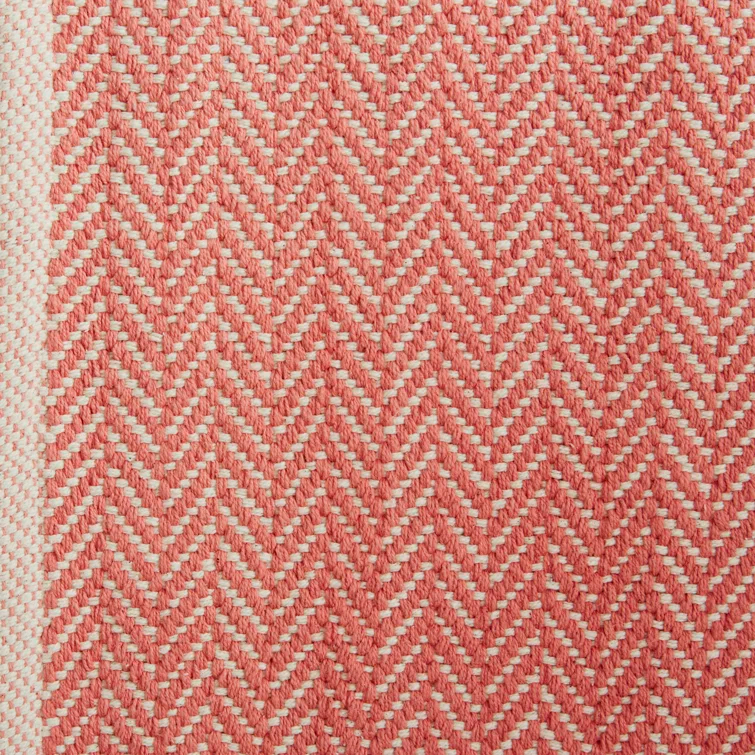 Herringbone Coral Handwoven Cotton Rug