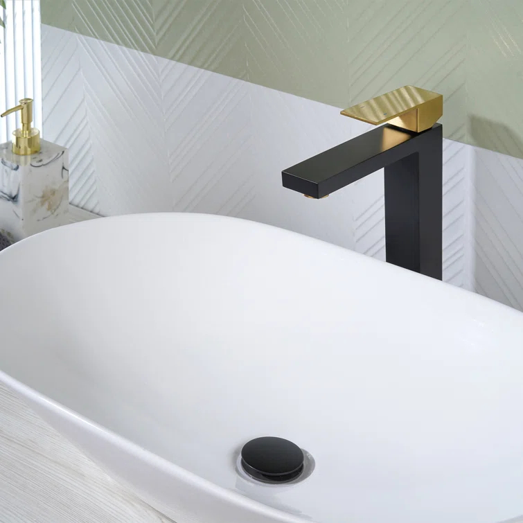 High Arc Single Handle Single Hole Bathroom Faucet With Drain Kit