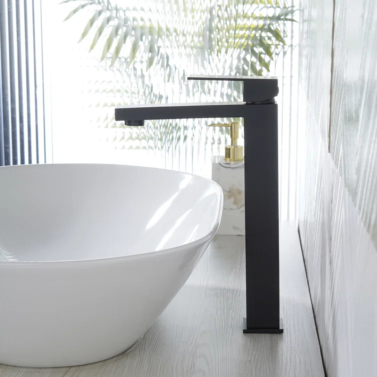 High Arc Single Handle Single Hole Bathroom Faucet With Drain Kit