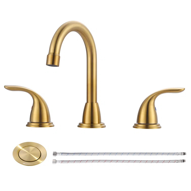 8 Inch Widespread Double Handle Bathroom Faucet With Pop-Up Drain Kit