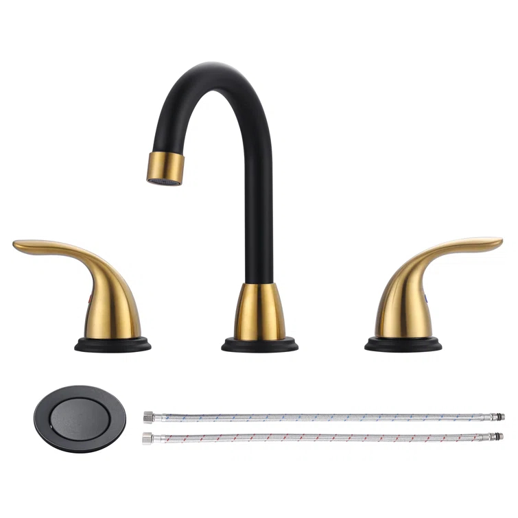 8 Inch Widespread Double Handle Bathroom Faucet With Pop-Up Drain Kit