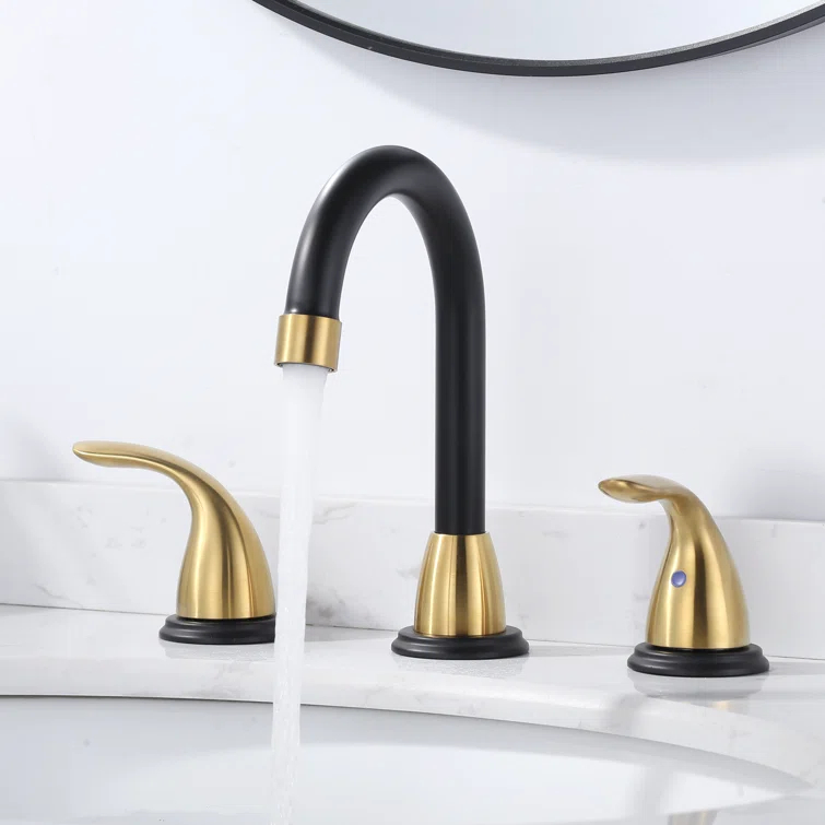 8 Inch Widespread Double Handle Bathroom Faucet With Pop-Up Drain Kit