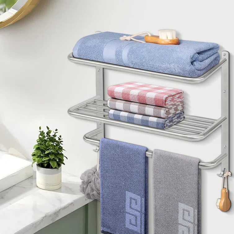 JASODI F0CLCQ42VF Bathroom Towel Rack, 3-Tier Towel Holder with Hooks