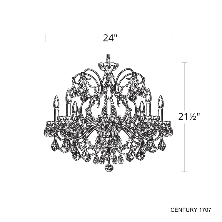 Century 8 - Light Glass Tiered Chandelier