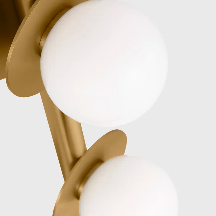 Visual Comfort Studio Nodes Contemporary 5-light Wall Bath Fixture with milk glass shades | Birch Lane