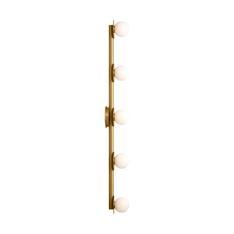 Visual Comfort Studio Nodes Contemporary 5-light Wall Bath Fixture with milk glass shades | Birch Lane