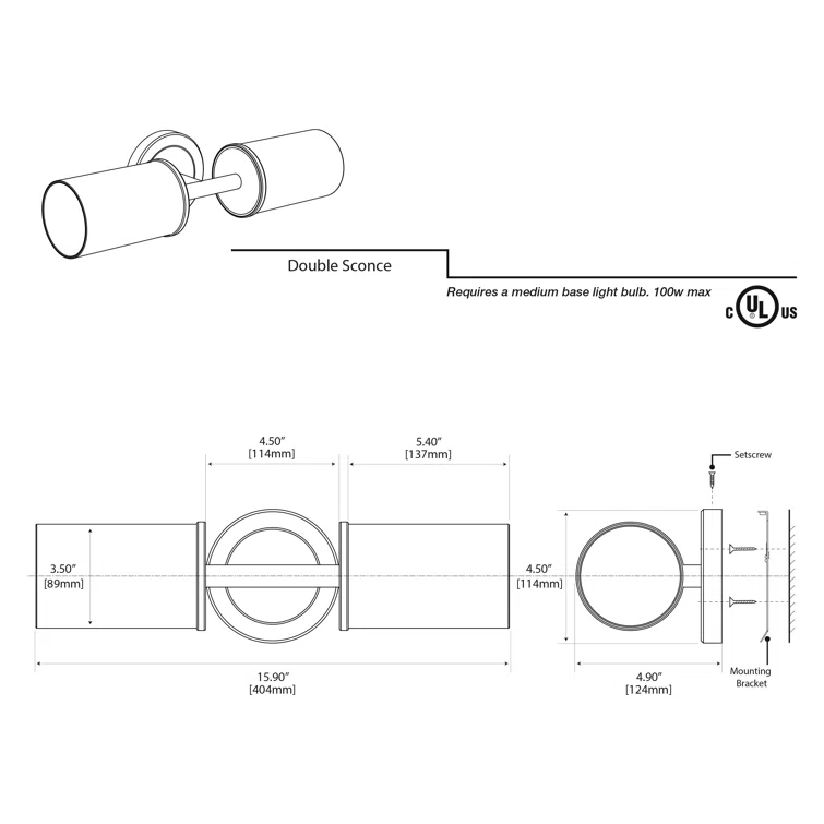 Latitude II 2 - Light Wall Sconce | Vanity Light, Mount Horizontally or Vertically