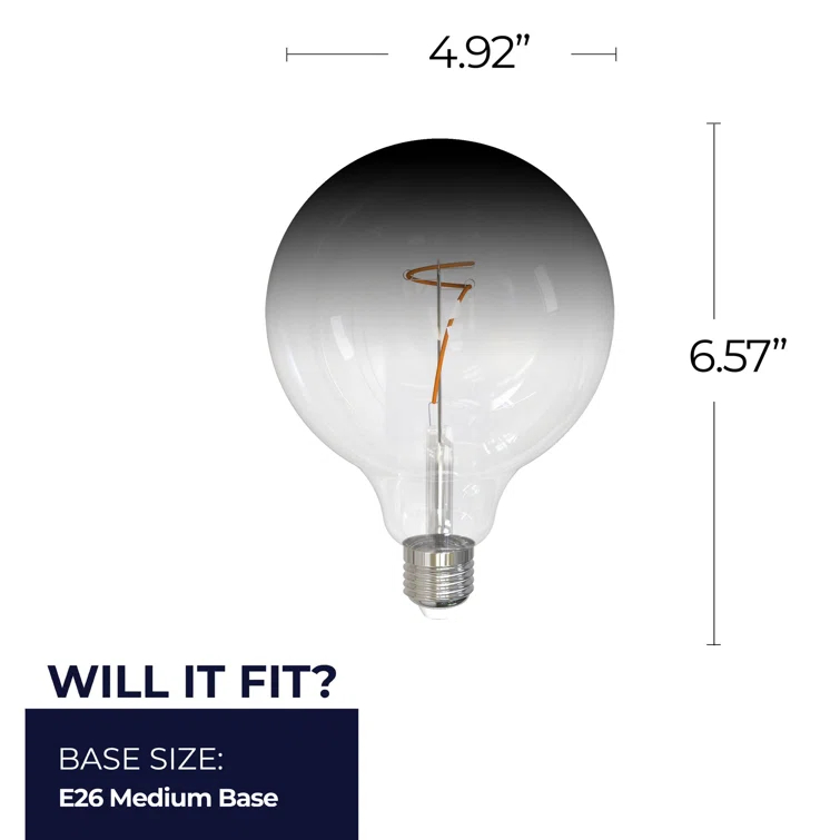 4.5 Watt Dimmable G40 Light Bulb With Clear/Smoke Glass Finish And Medium (E26) Base