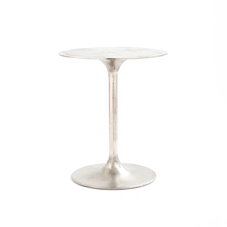Silver Round Metal Contemporary End Table