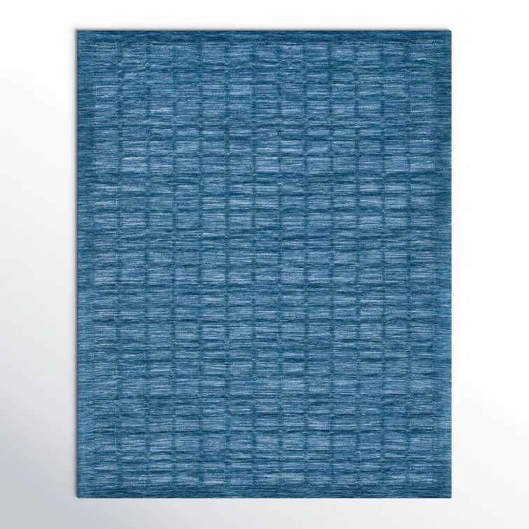 Caris Geometric Hand Loomed Area Rug in Blue