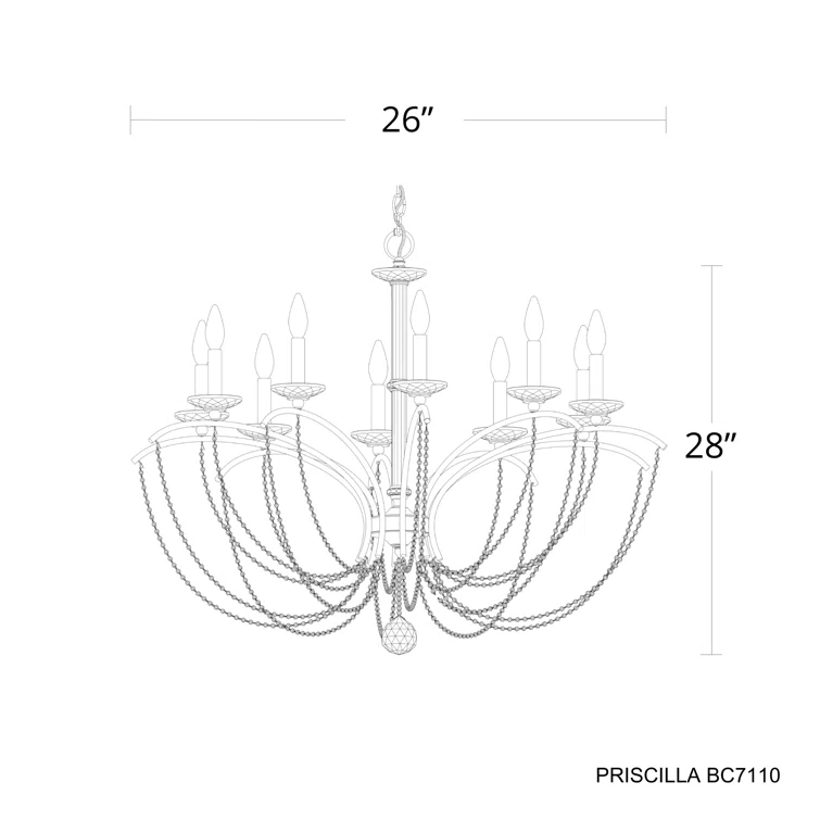 Priscilla 10 - Light Dimmable Classic / Traditional Chandelier