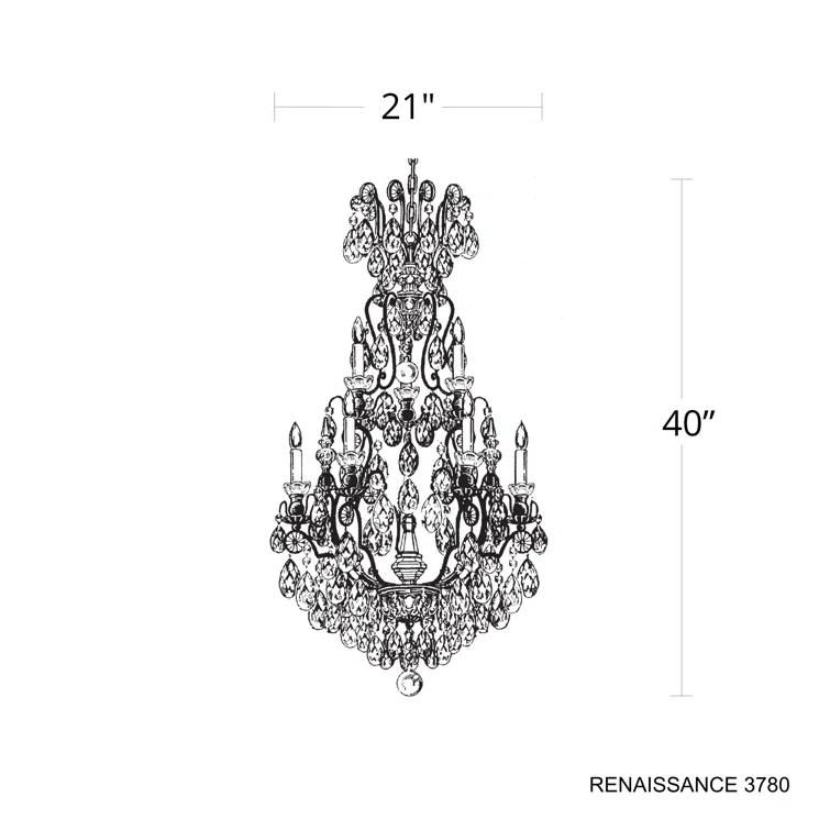 Renaissance 9 - Light Glass Classic / Traditional Chandelier