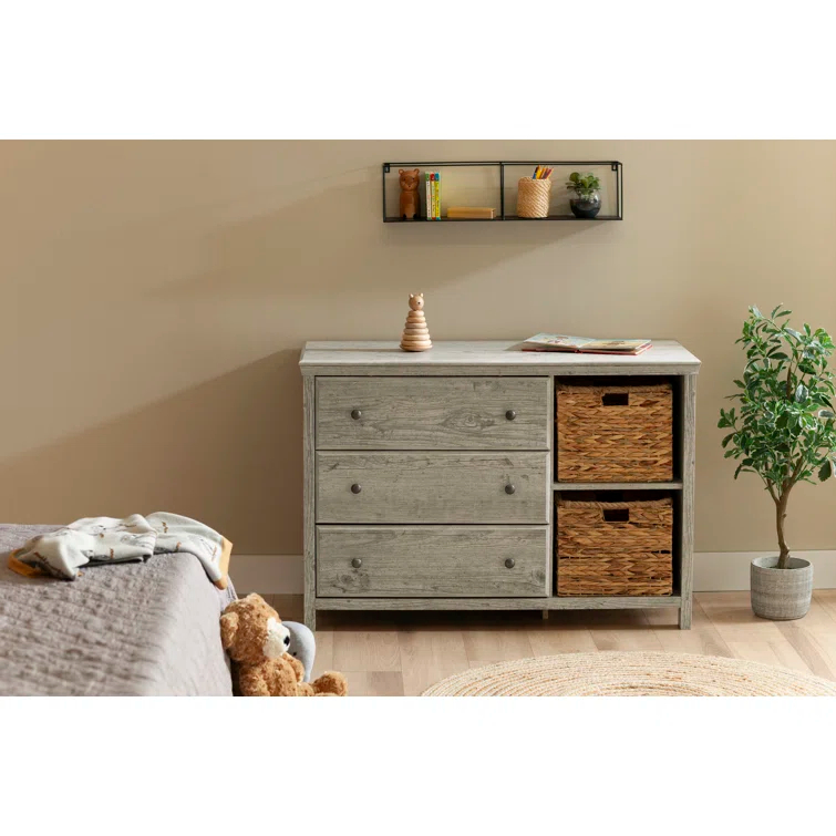 Cotton Candy 3-Drawer Dresser with Storage Baskets