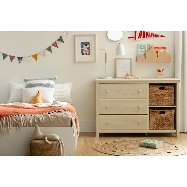 Cotton Candy 3-Drawer Dresser with Storage Baskets