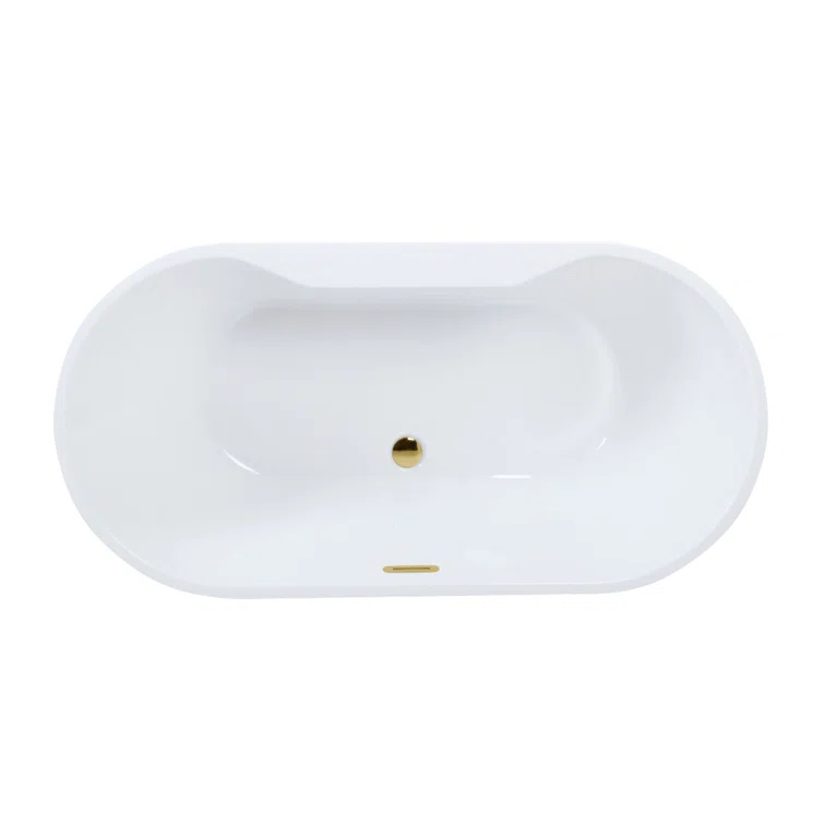 Kingston Brass Aqua Eden 67-Inch Acrylic Oval Double Ended Freestanding Tub With Drain