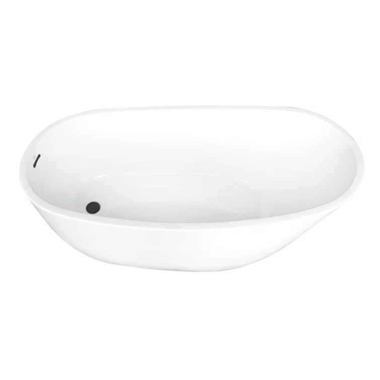 Kingston Brass Aqua Eden 68-Inch Acrylic Oval Single Slipper Freestanding Tub with Drain
