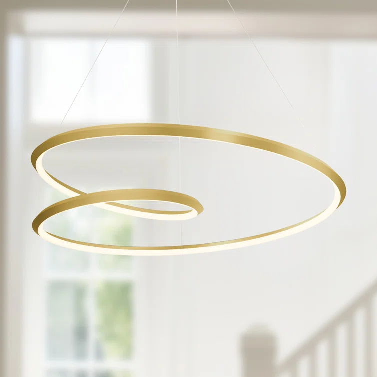 Ampersand 1 - Light Brushed Gold LED Unique/Statement Pendant