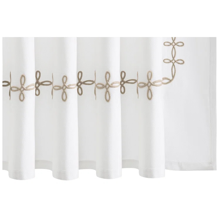Truffle Embroidered Cotton Shower Curtain with Grecian Knot Design