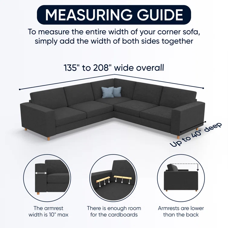 Stretchy Slipcover for Corner Sofa - Easy to Clean & Durable - Microfibra Collection