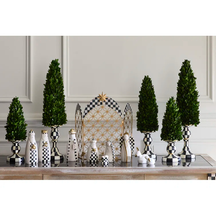 Courtly Check Black and White 10-Piece Mini Nativity Set