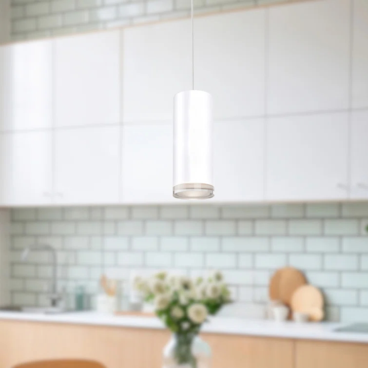 White Crystal LED Cylinder Pendant Light