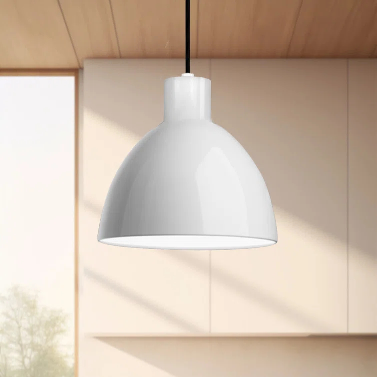 Glossy White LED Bowl Pendant Light