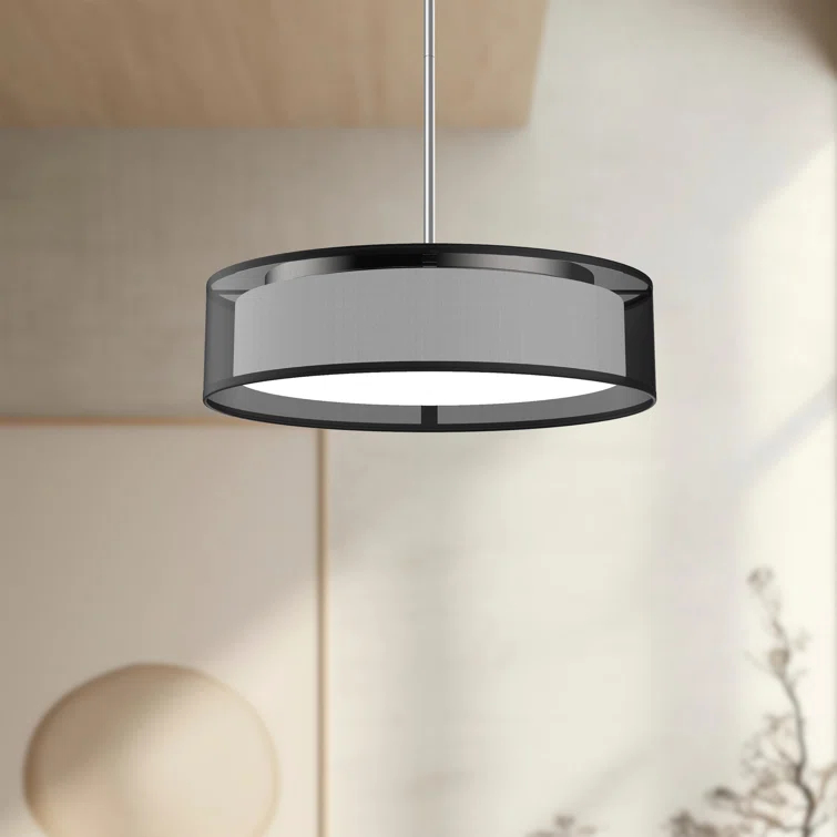 Dalton 16" Black Organza LED Pendant Light