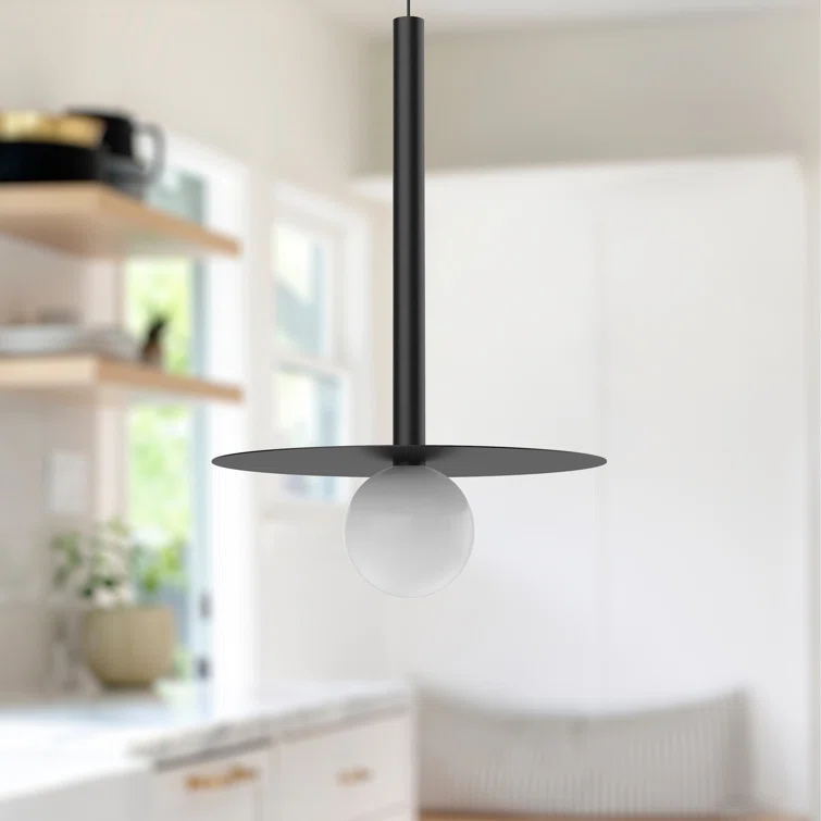 Black Glass LED Indoor/Outdoor Globe Pendant Light