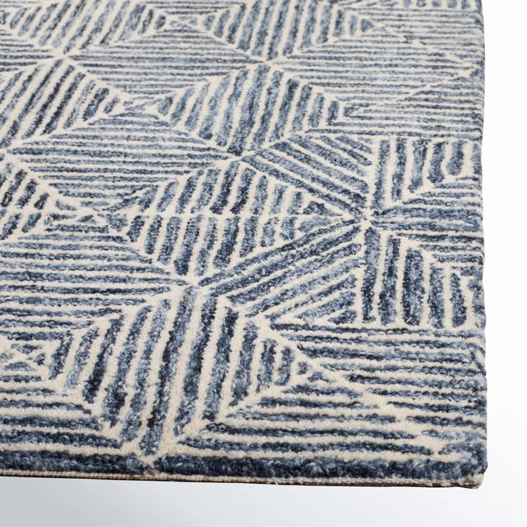 Linsly Handmade Blue/Ivory Rug