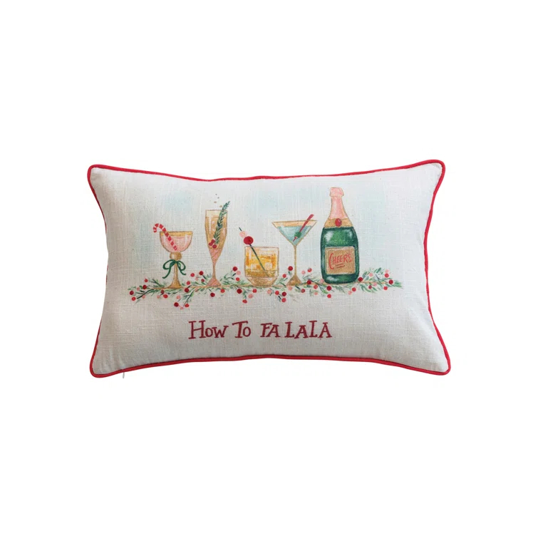 Festive Multicolor Cotton Lumbar Pillow with Embroidery