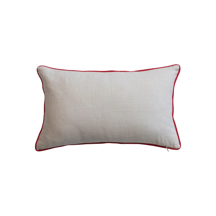 Festive Multicolor Cotton Lumbar Pillow with Embroidery