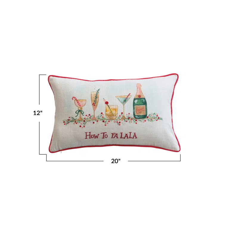 Festive Multicolor Cotton Lumbar Pillow with Embroidery
