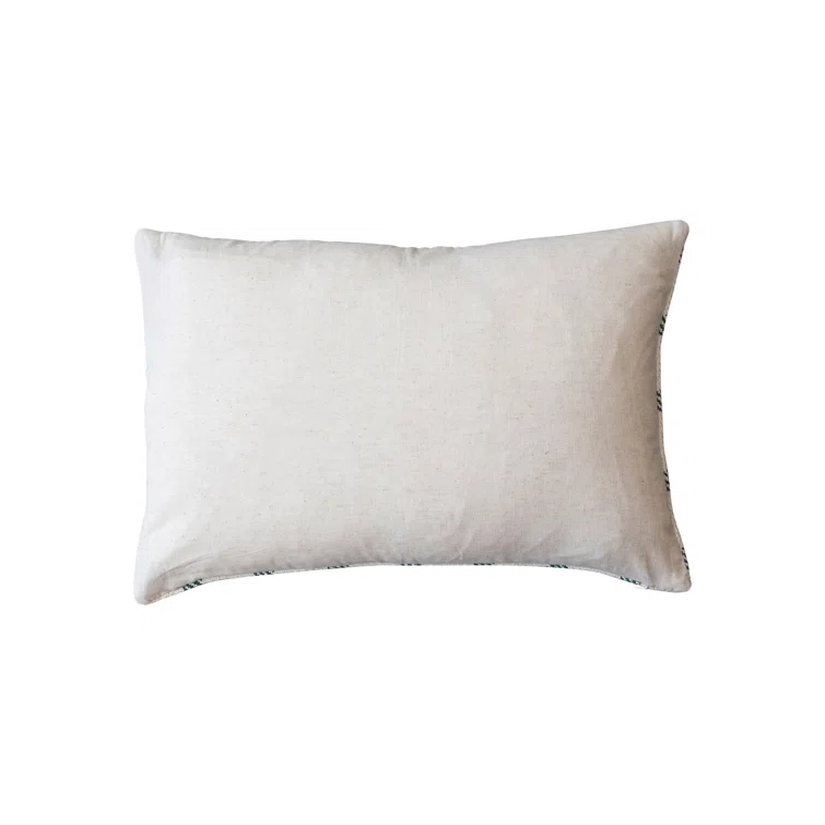 Festive Green and Red Plaid Cotton Lumbar Pillow