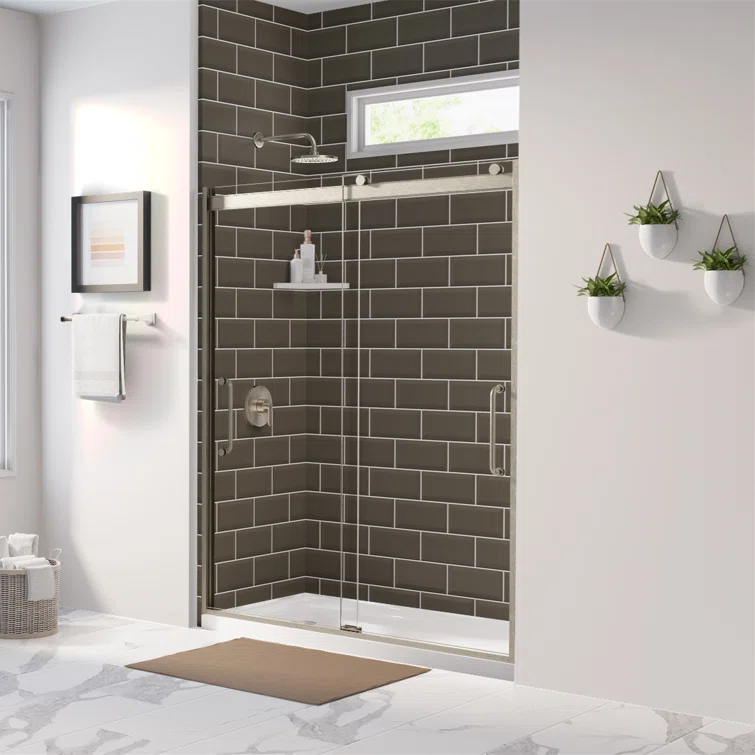 Arelo 56" - 60" W x 72" H Semi-Frameless Shower Door