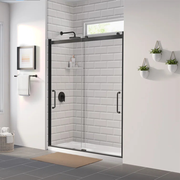 Arelo 56" - 60" W x 72" H Semi-Frameless Shower Door