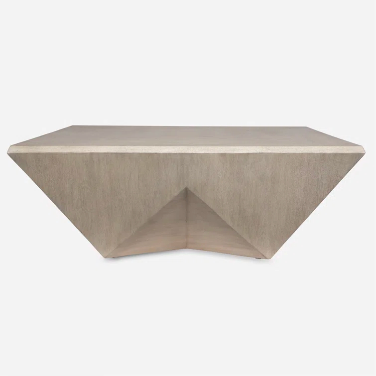 Gray Mango Wood Square Coffee Table with Veneer Finish