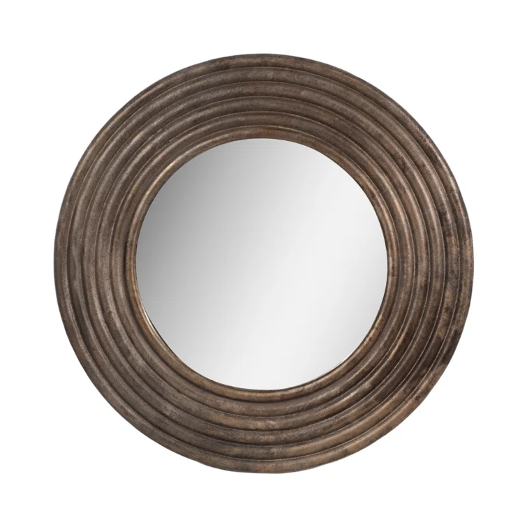 Round Bronze Metal Wall Mirror 40"