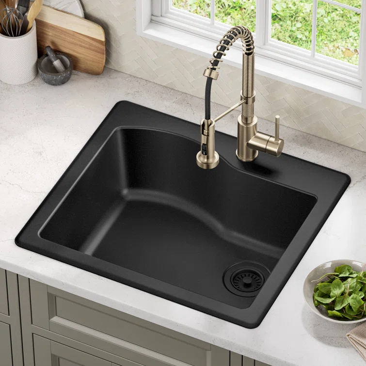 KRAUS Quarza™ 25" L Dual Mount Single Bowl Granite Kitchen Sink