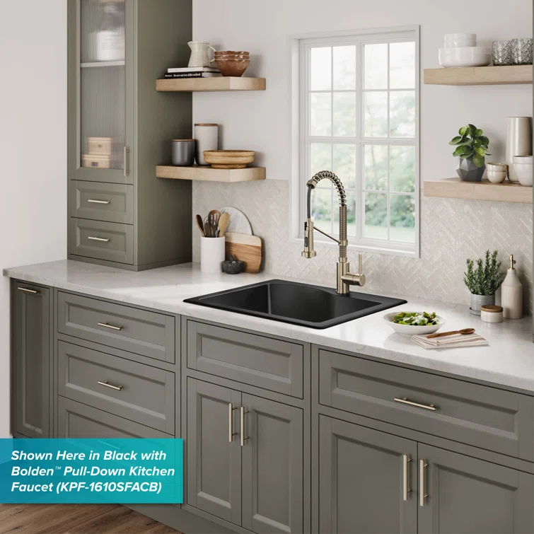 KRAUS Quarza™ 25" L Dual Mount Single Bowl Granite Kitchen Sink