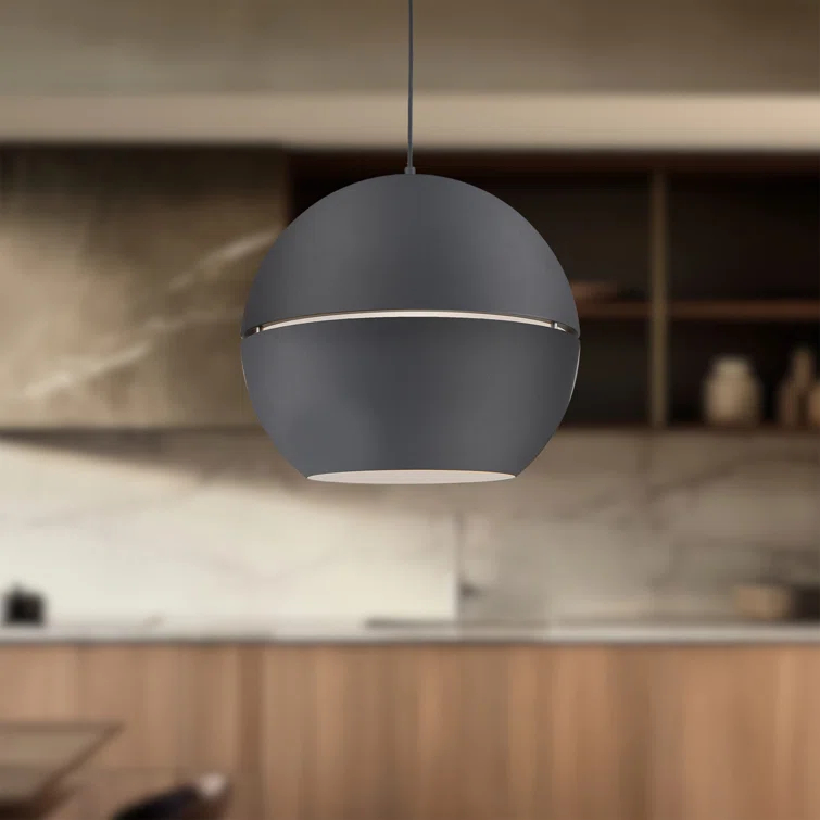 Lucas Split Sphere Black Aluminum Pendant Light, 21.5" H x 24" W