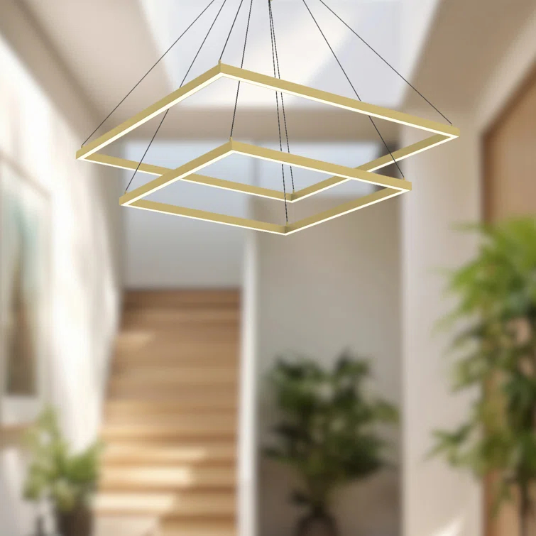 Piazza 2 - Light Aluminum Dimmable LED Rectangle Chandelier