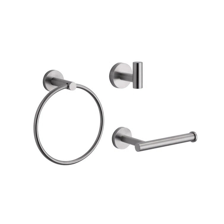 3-Piece Bath Hardware Set With Mounting Hardware With Towel Ring, Towel Hook And Toilet Paper Holder In